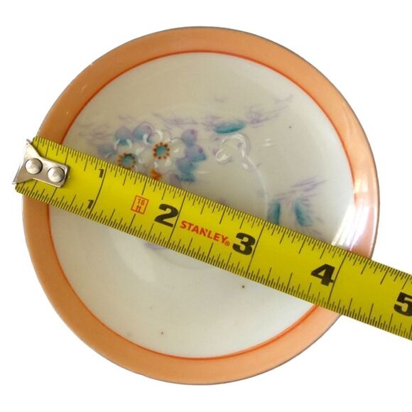 Lustreware Demitasse Espresso Cup Saucer Hotta Yu Shoten Moriage Swans Floral. - Picture 7 of 16